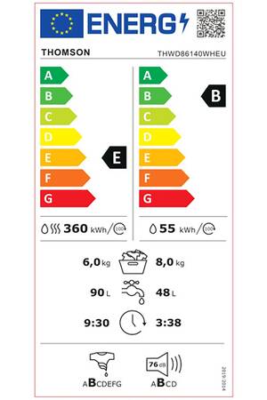 Lave-linge séchant THOMSON THWD86140WH 8 kg / 6 kg